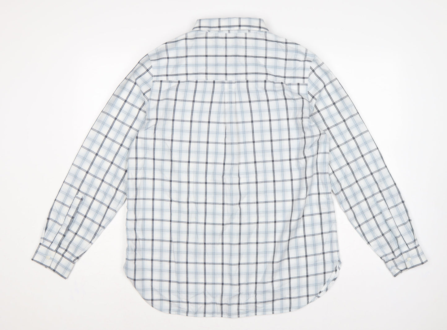 Rohan Women White Blue Check Long Sleeve Button-Up Shirt UK 14