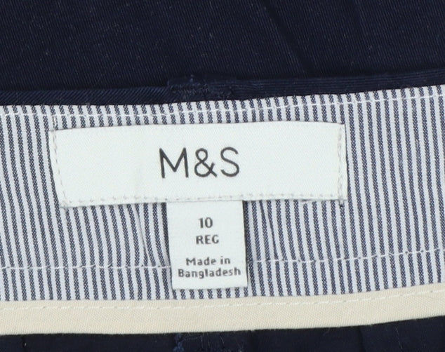 Marks and Spencer Women Blue UK 10 Regular Straight Chino Trousers