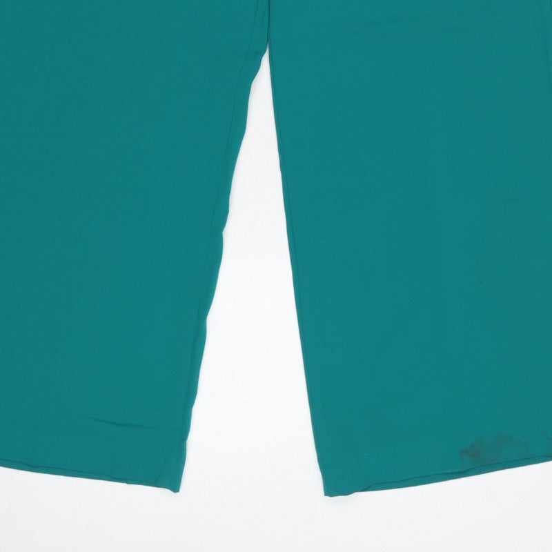 Marks and Spencer Women Green UK 12 Wide-Leg Drawstring Trousers