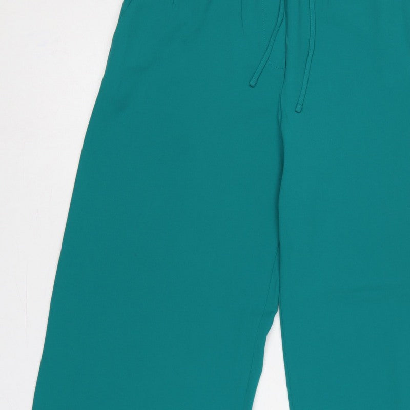 Marks and Spencer Women Green UK 12 Wide-Leg Drawstring Trousers