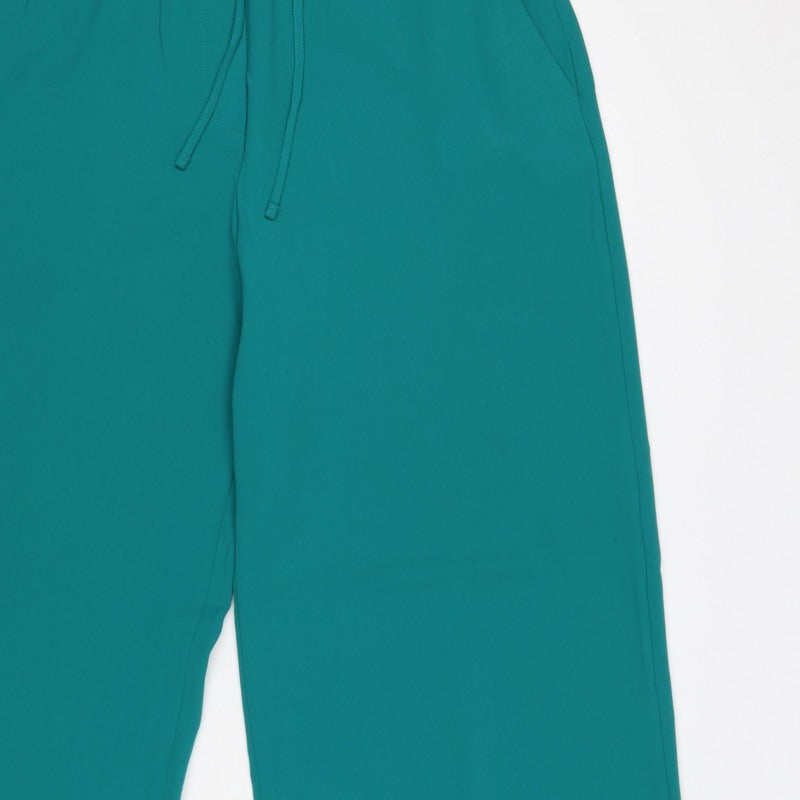 Marks and Spencer Women Green UK 12 Wide-Leg Drawstring Trousers