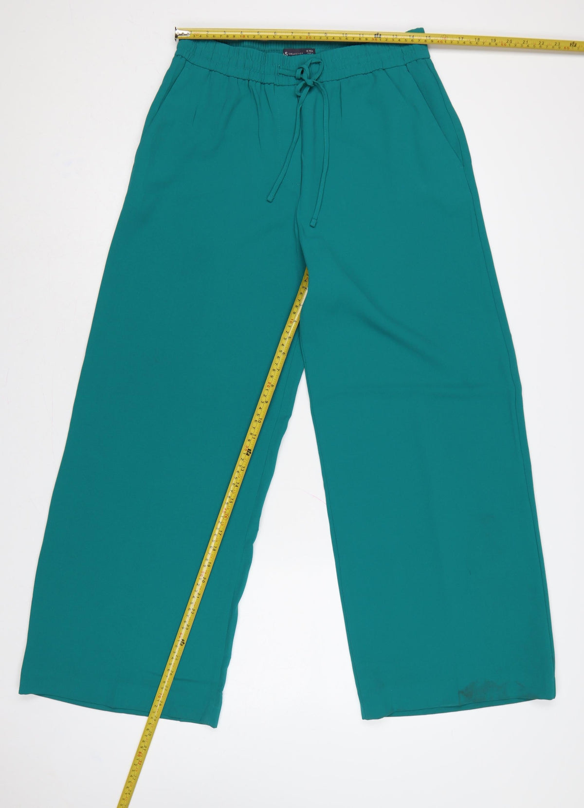 Marks and Spencer Women Green UK 12 Wide-Leg Drawstring Trousers