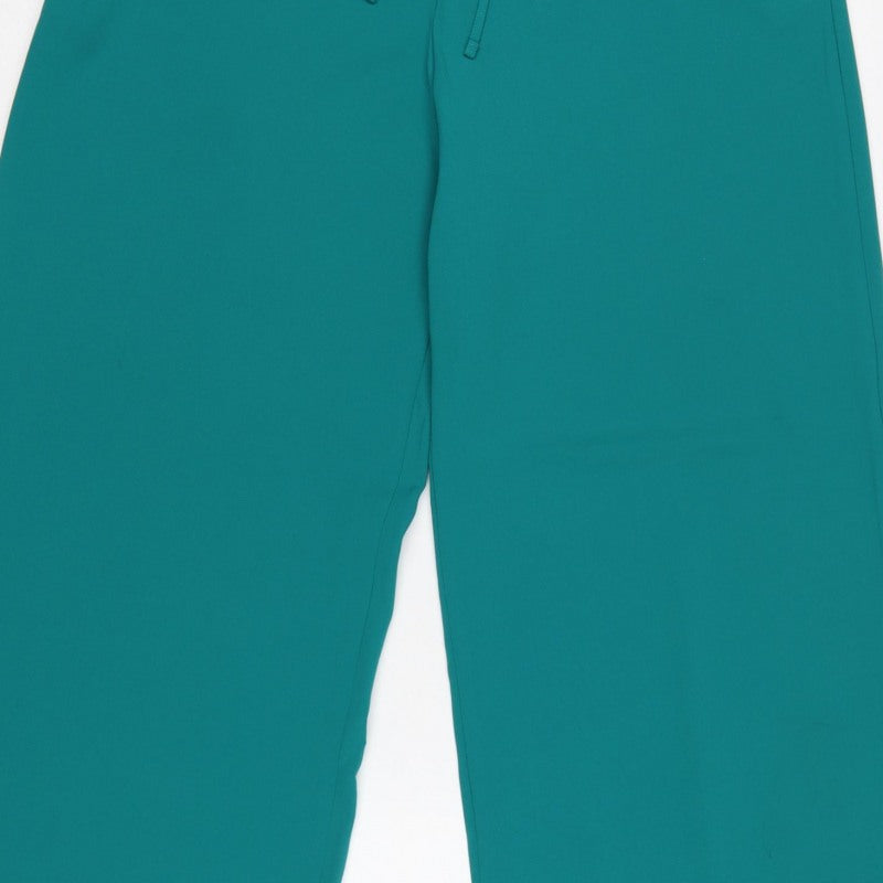 Marks and Spencer Women Green UK 12 Wide-Leg Drawstring Trousers