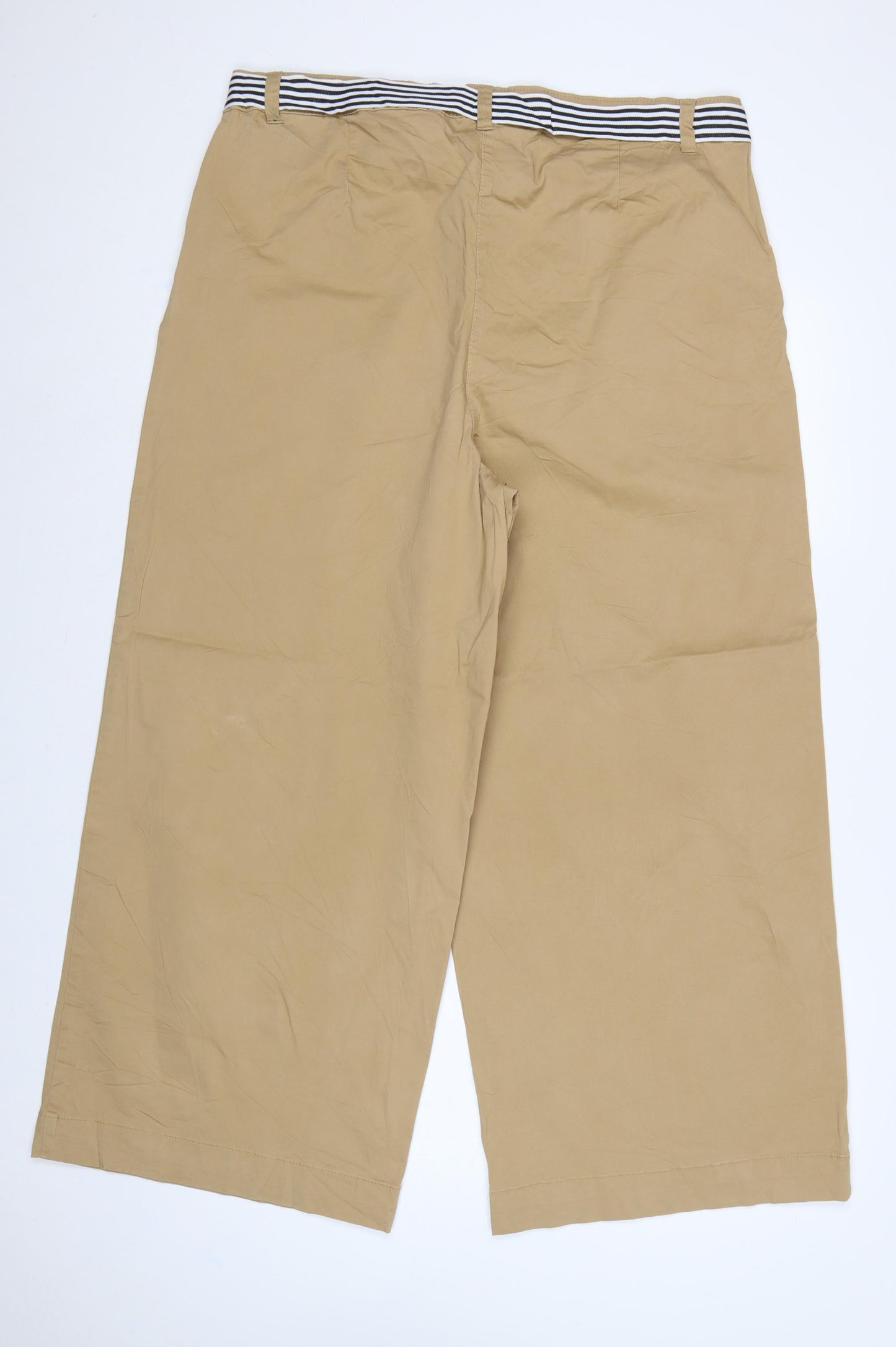 M&S Women’s Beige UK 20 High Rise Wide Leg Belted Trousers
