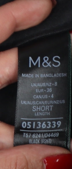 Marks & Spencer Women Black UK 8 Short Faux Leather Straight Trousers
