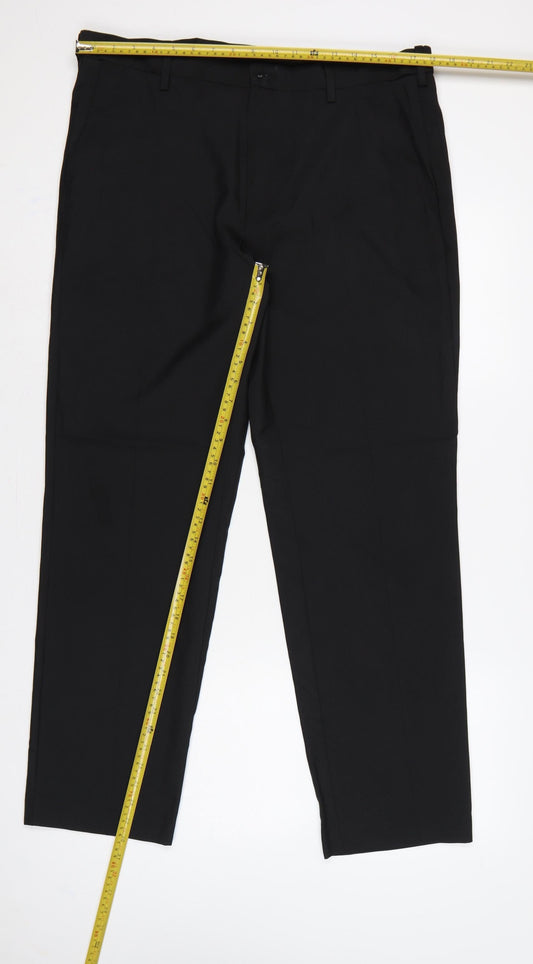 Marks and Spencer Men Black 36 Regular Fit Dress Trousers 31 Leg