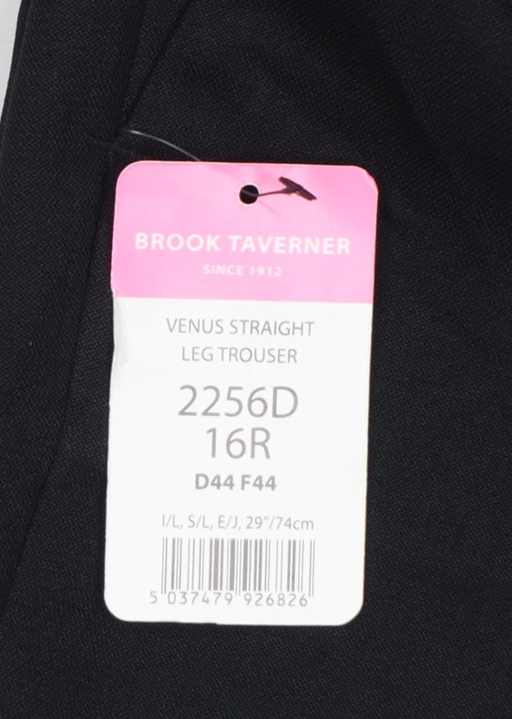Brook Taverner Women's Black UK 16R Venus Straight Leg Work Trousers