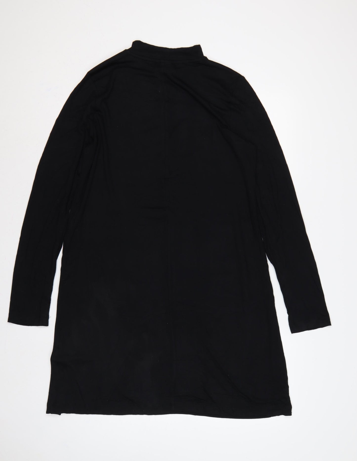 Adrienne Vittadini Women Black L Shift Mock Neck Long Sleeve Dress