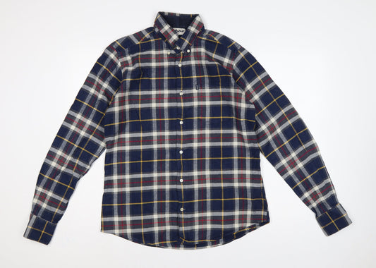 Barbour Men's Blue Check Flannel Button-Down Shirt M Tailored Fit