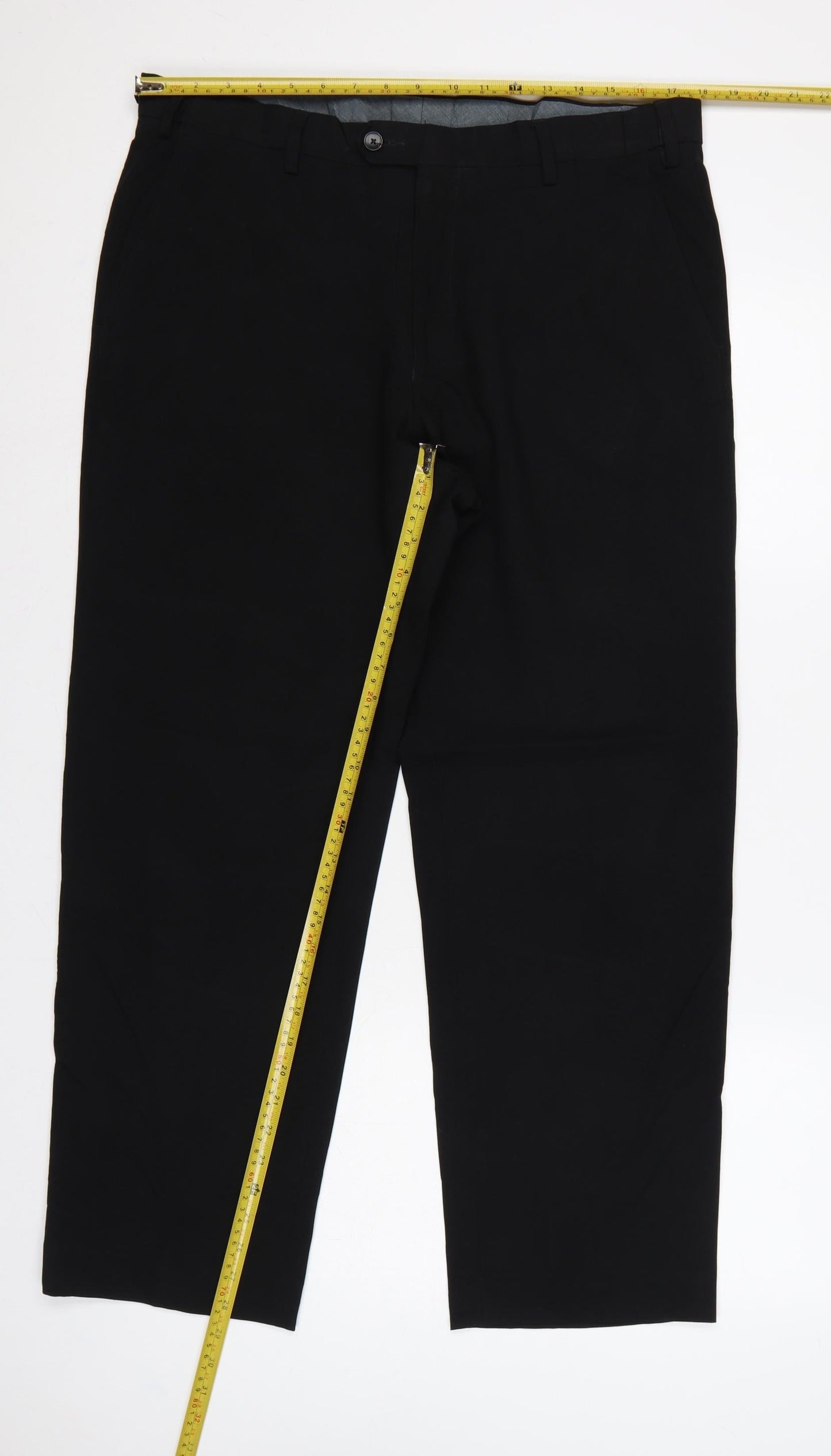 Marks and Spencer Men Black 36 Regular Straight Dress Trousers 36/29