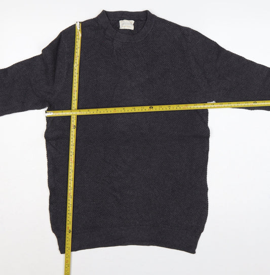 Howick Men’s Grey Organic Cotton S Waffle Knit Crew Neck Jumper