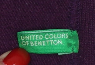 Benetton Women’s Purple XS 100% Wool V-Neck Button Cardigan