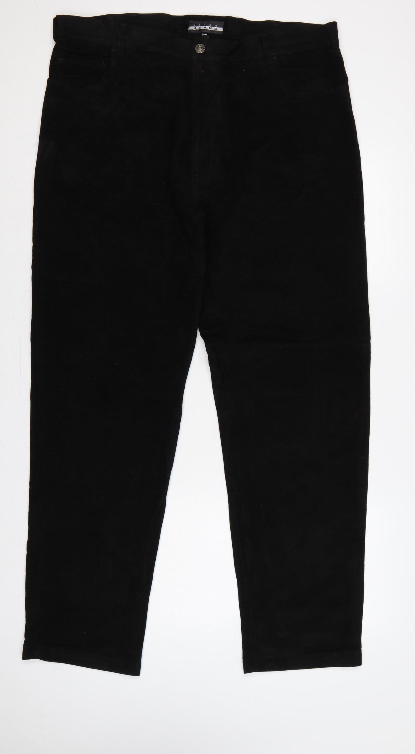 Linea Jeans Men’s Black 38R Regular Straight Cotton Trousers