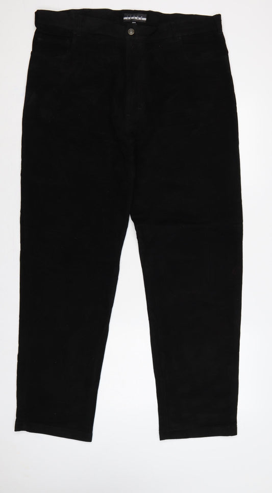 Linea Jeans Men’s Black 38R Regular Straight Cotton Trousers