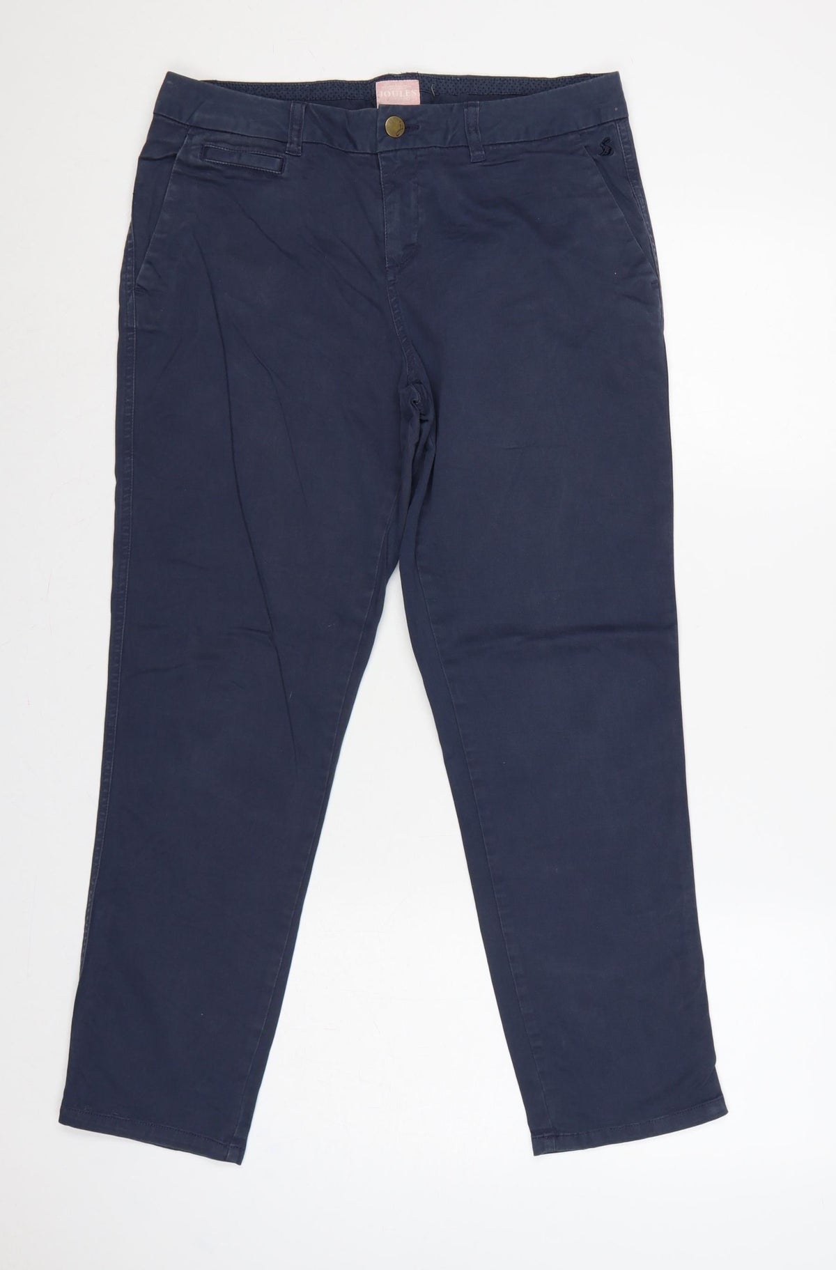 Joules Women’s Blue UK 12 Straight Chino Trousers Pockets
