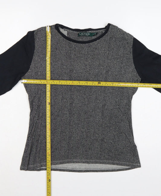 Lauren Ralph Lauren Women’s Black L Herringbone Long Sleeve Jersey Top