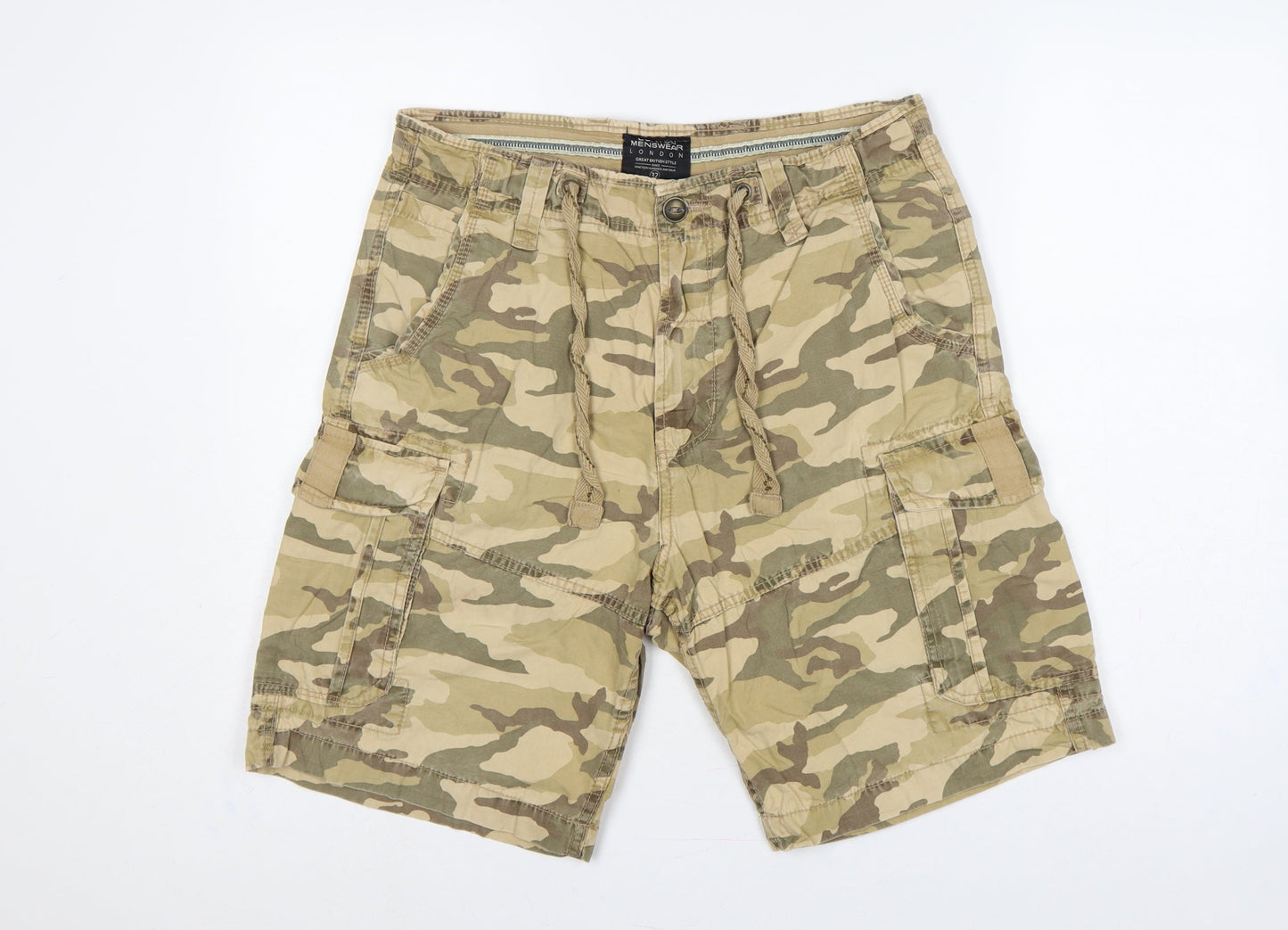Burton Menswear Men’s Multicoloured Camo Cargo Shorts 32in Cotton