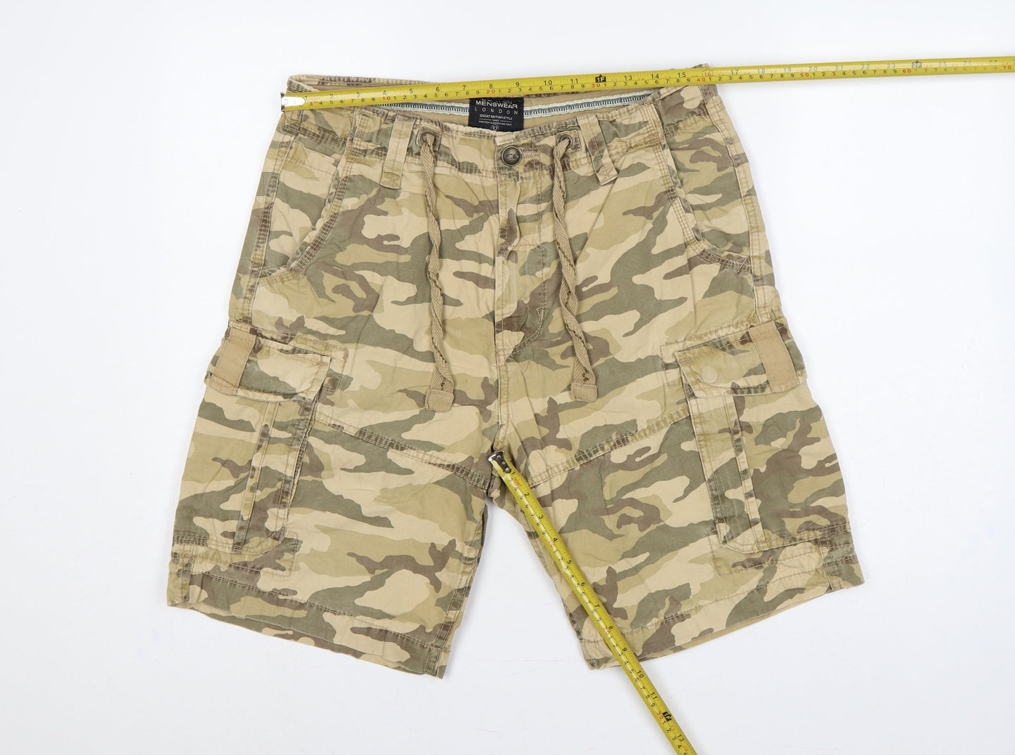 Burton Menswear Men’s Multicoloured Camo Cargo Shorts 32in Cotton