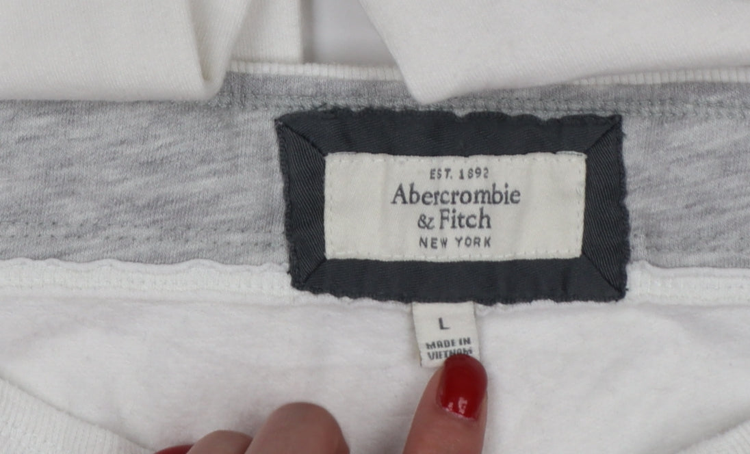 Abercrombie & Fitch Women’s Ivory L Flared Sweatpants Drawstring Logo
