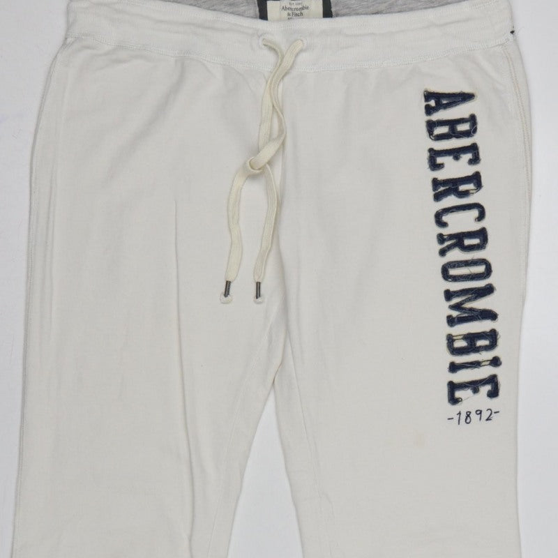 Abercrombie & Fitch Women’s Ivory L Flared Sweatpants Drawstring Logo