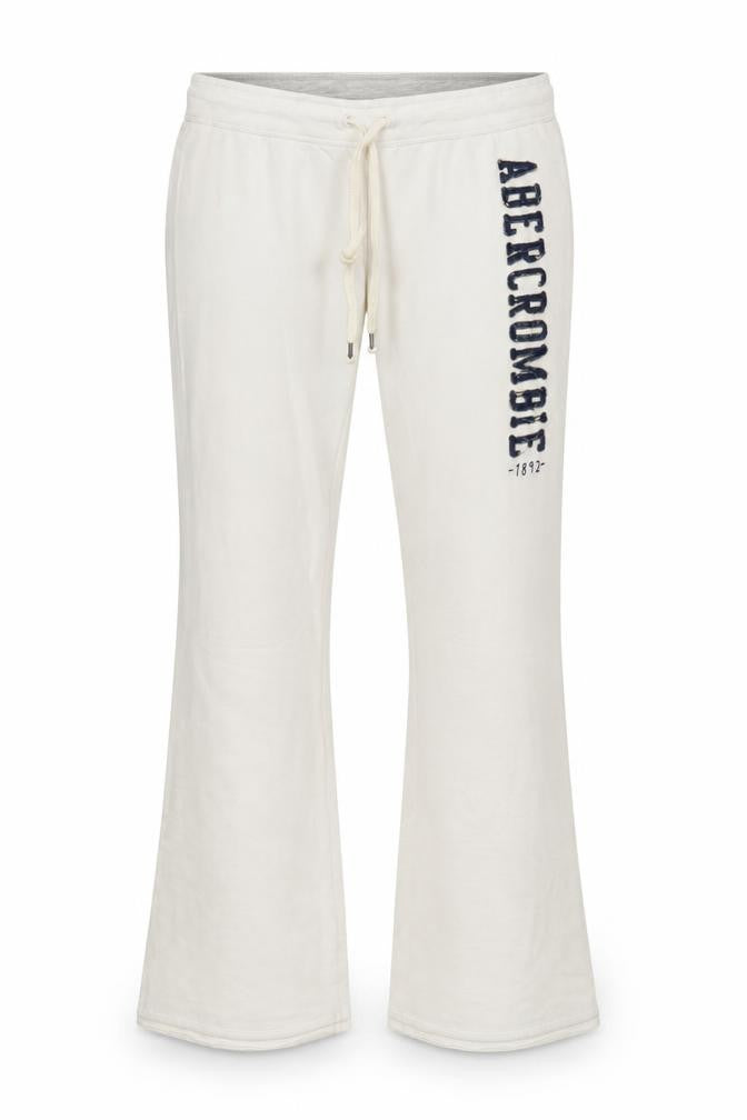 Abercrombie & Fitch Women’s Ivory L Flared Sweatpants Drawstring Logo