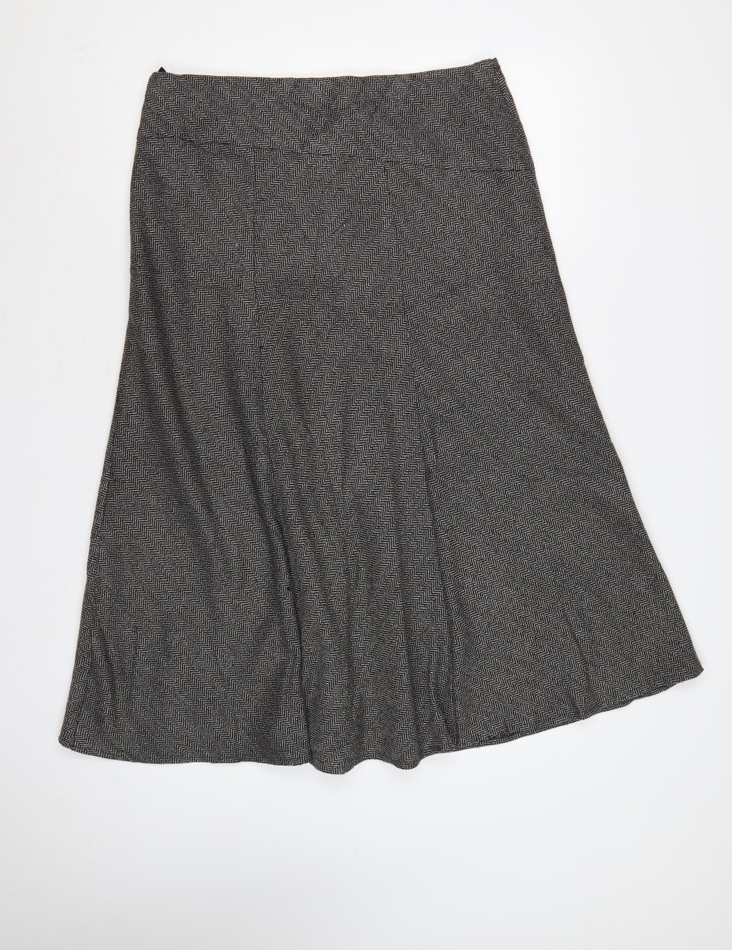 Marks & Spencer Women Grey Herringbone A-Line Long Skirt UK 16