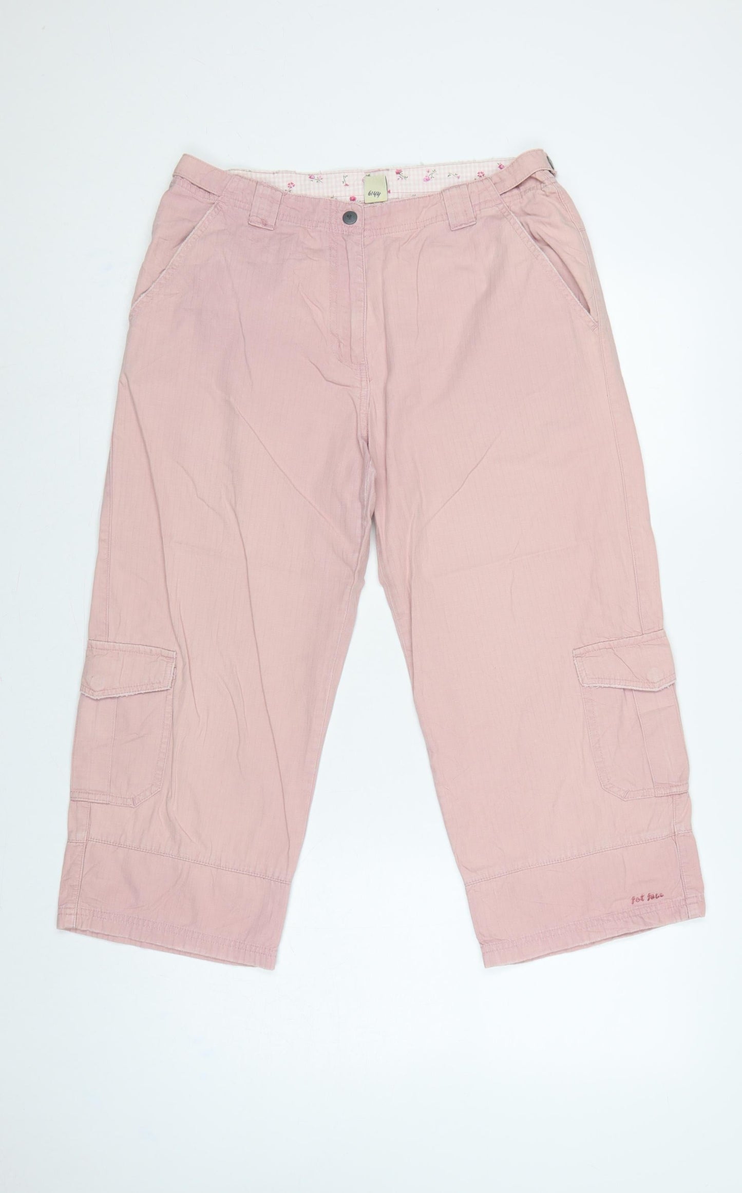Fat Face Women Pink UK 12 Cotton Cargo Capri Trousers Pockets