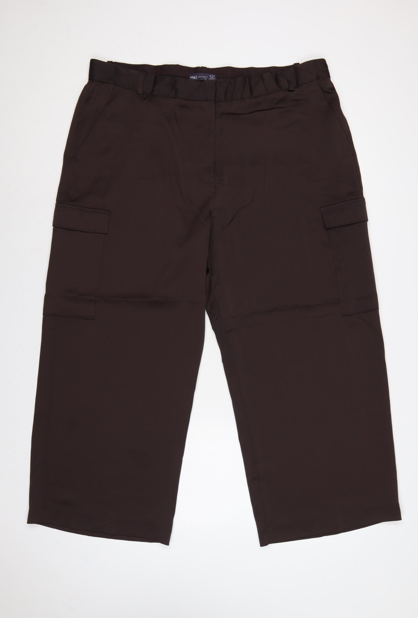 Marks and Spencer Women Brown Size 22 High Rise Cargo Trousers