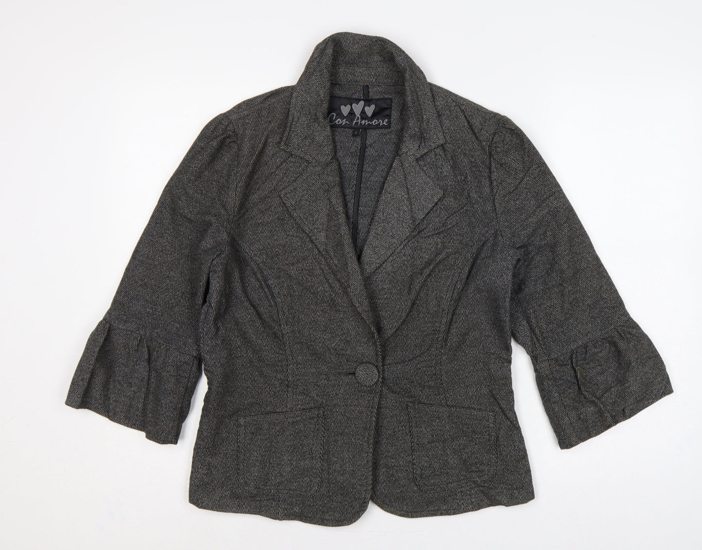 Marks and Spencer Per Una Women’s Grey Herringbone Blazer UK 12