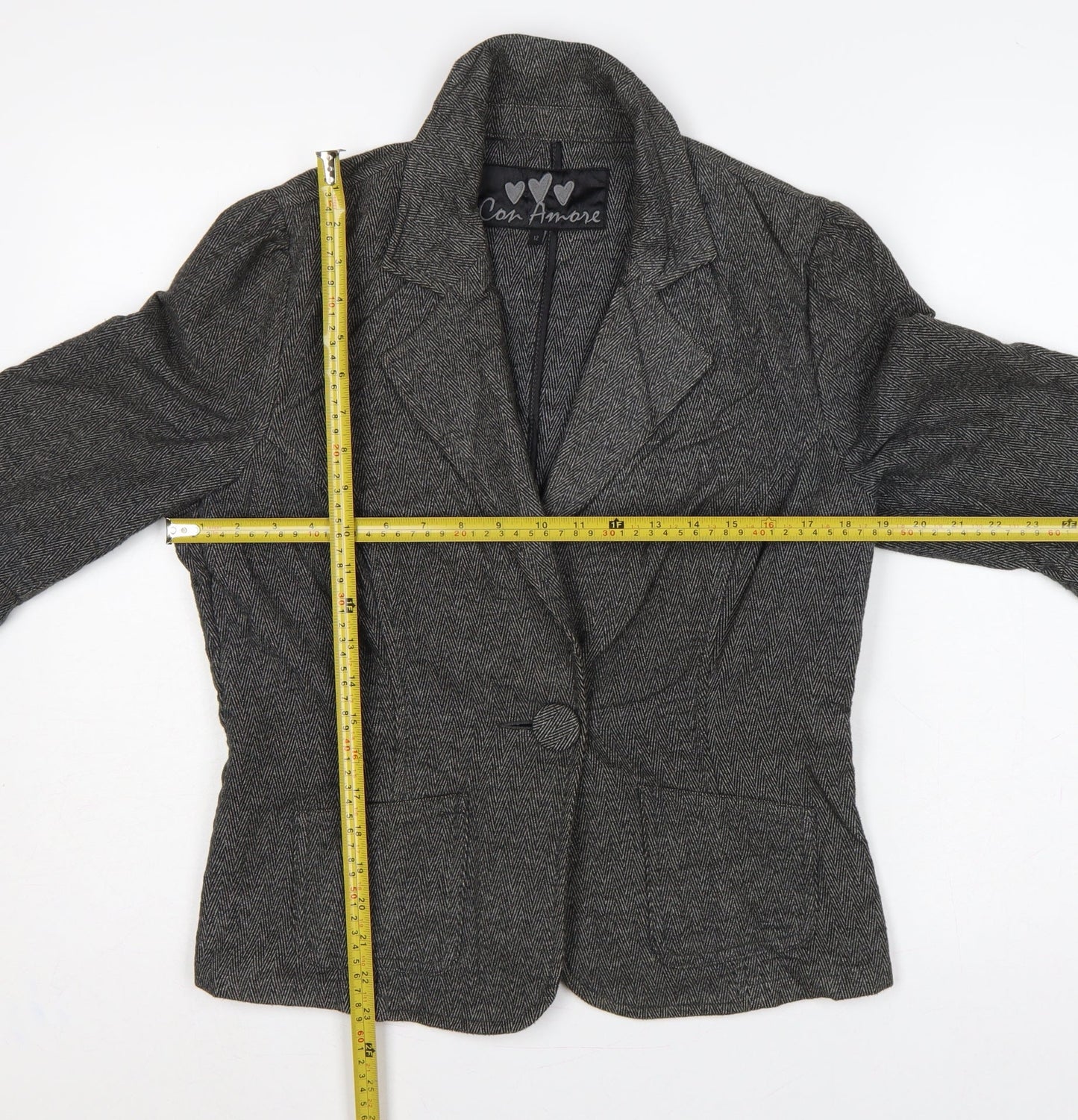Marks and Spencer Per Una Women’s Grey Herringbone Blazer UK 12