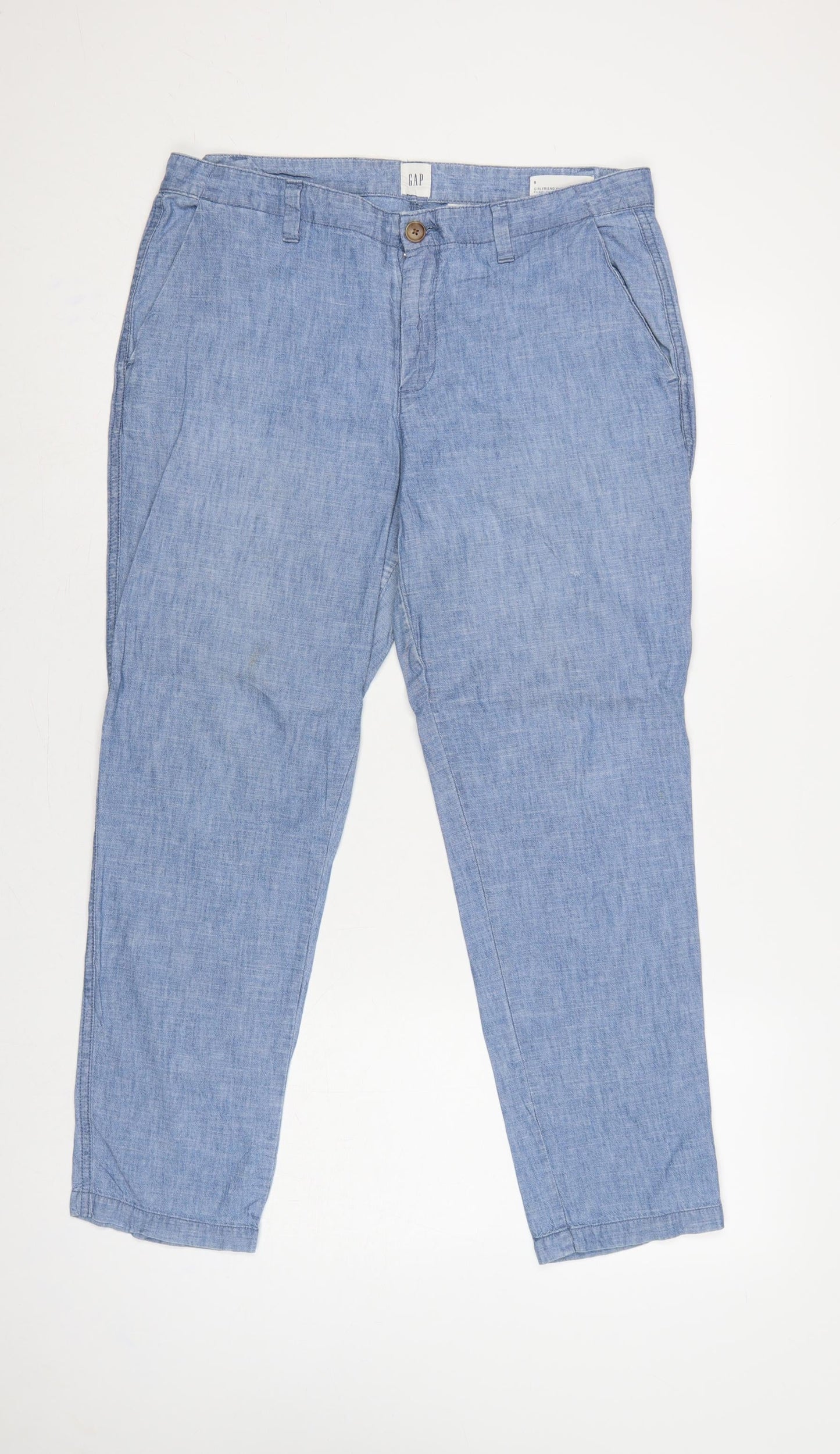 Gap Women's Blue UK 12 Girlfriend Khaki Cotton Tapered Chino Trousers