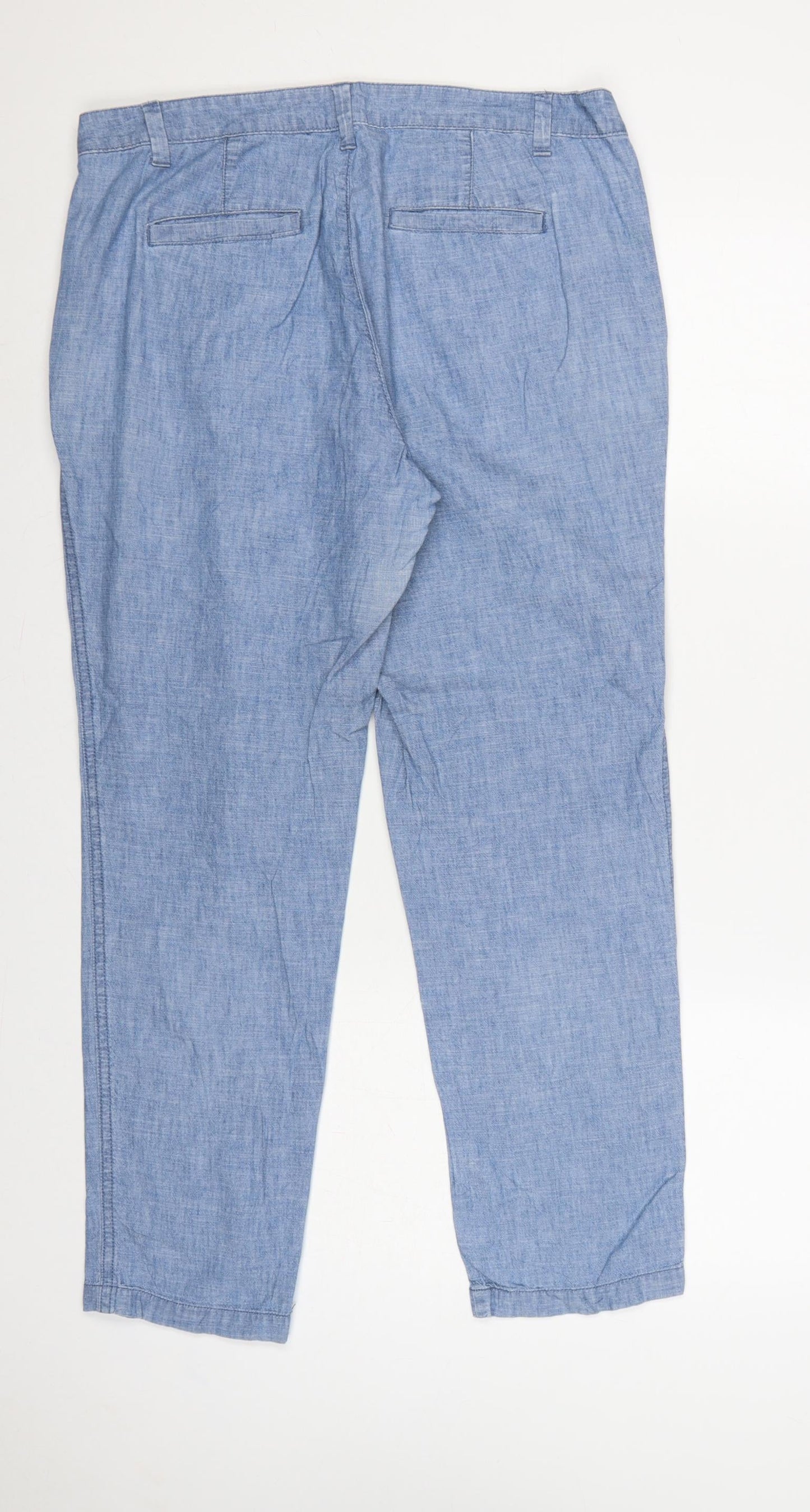 Gap Women's Blue UK 12 Girlfriend Khaki Cotton Tapered Chino Trousers