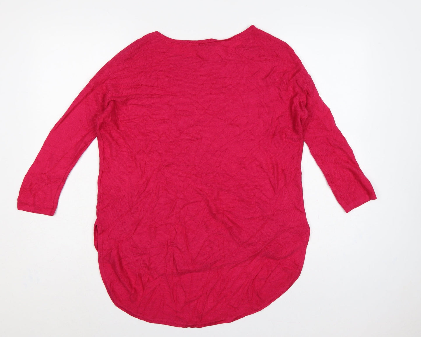 Phase Eight Women Pink S Linen Knit Longline Tunic Jumper 3/4 Sleeve