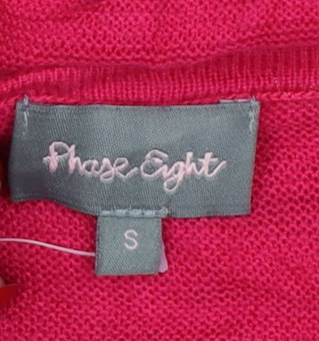 Phase Eight Women Pink S Linen Knit Longline Tunic Jumper 3/4 Sleeve