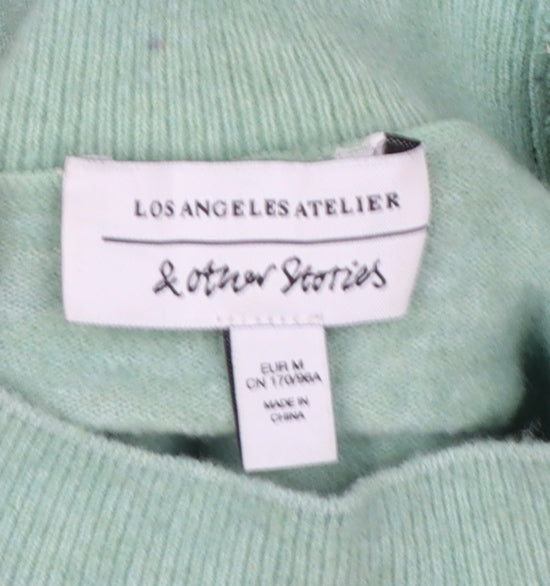 & Other Stories Women Green UK 12 Mock Neck Twist Front Knit Jumper