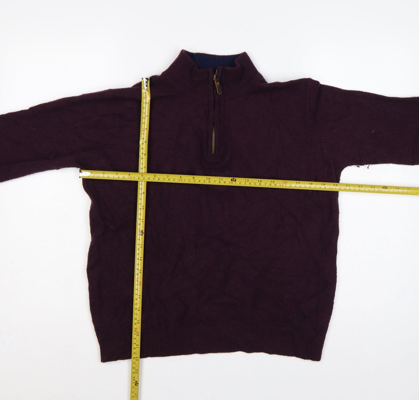 Joules Women Red S Wool Blend 1/4 Zip High Neck Knit Jumper