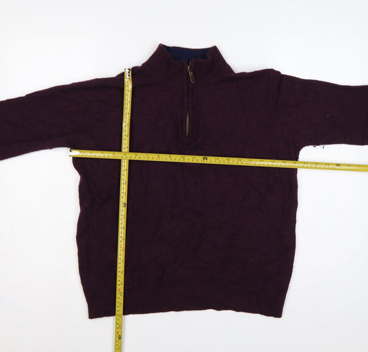 Joules Women Red S Wool Blend 1/4 Zip High Neck Knit Jumper