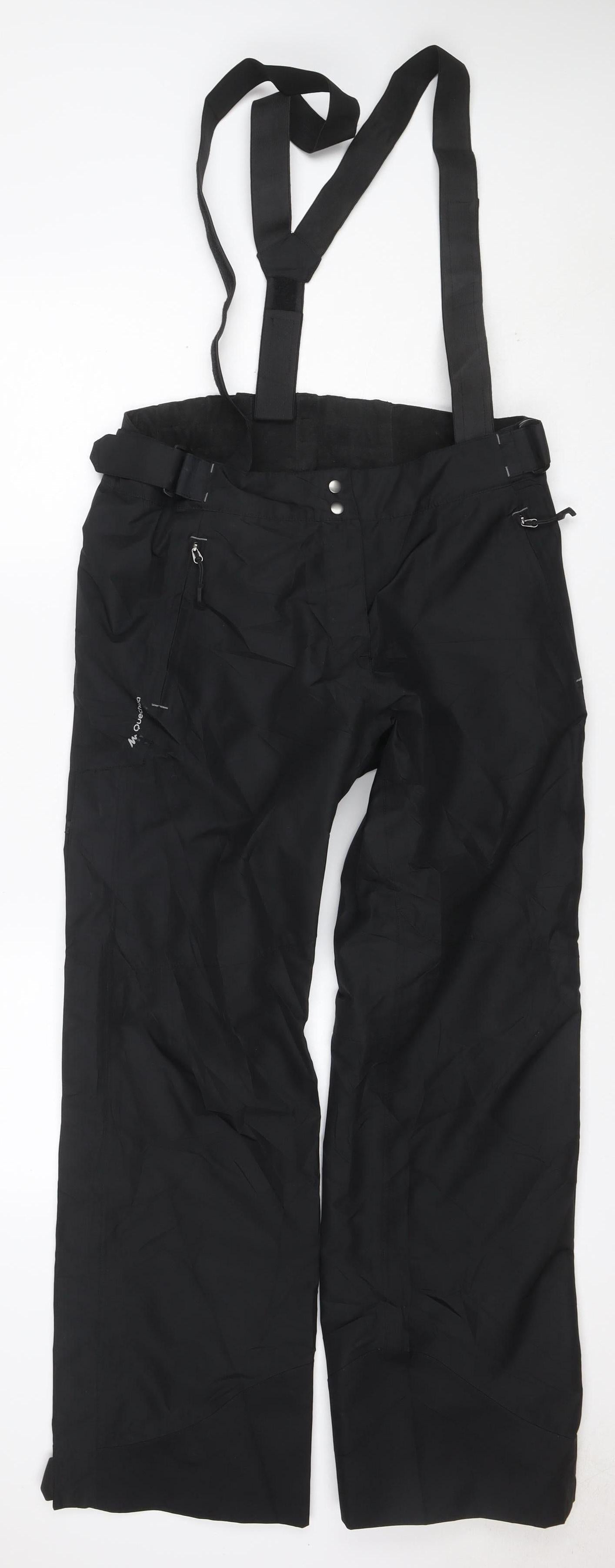 Quechua Men’s Black S Snow Pants Ski Trousers Braces Insulated