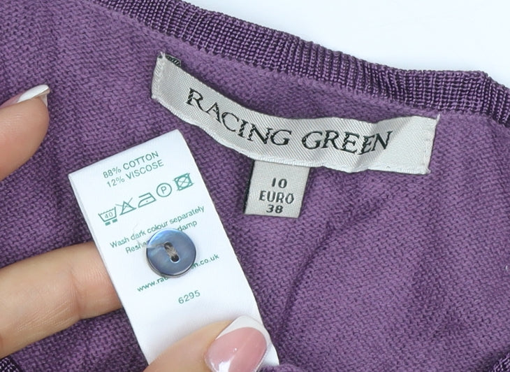 Racing Green Women Purple UK 10 Button Front Cotton Cardigan