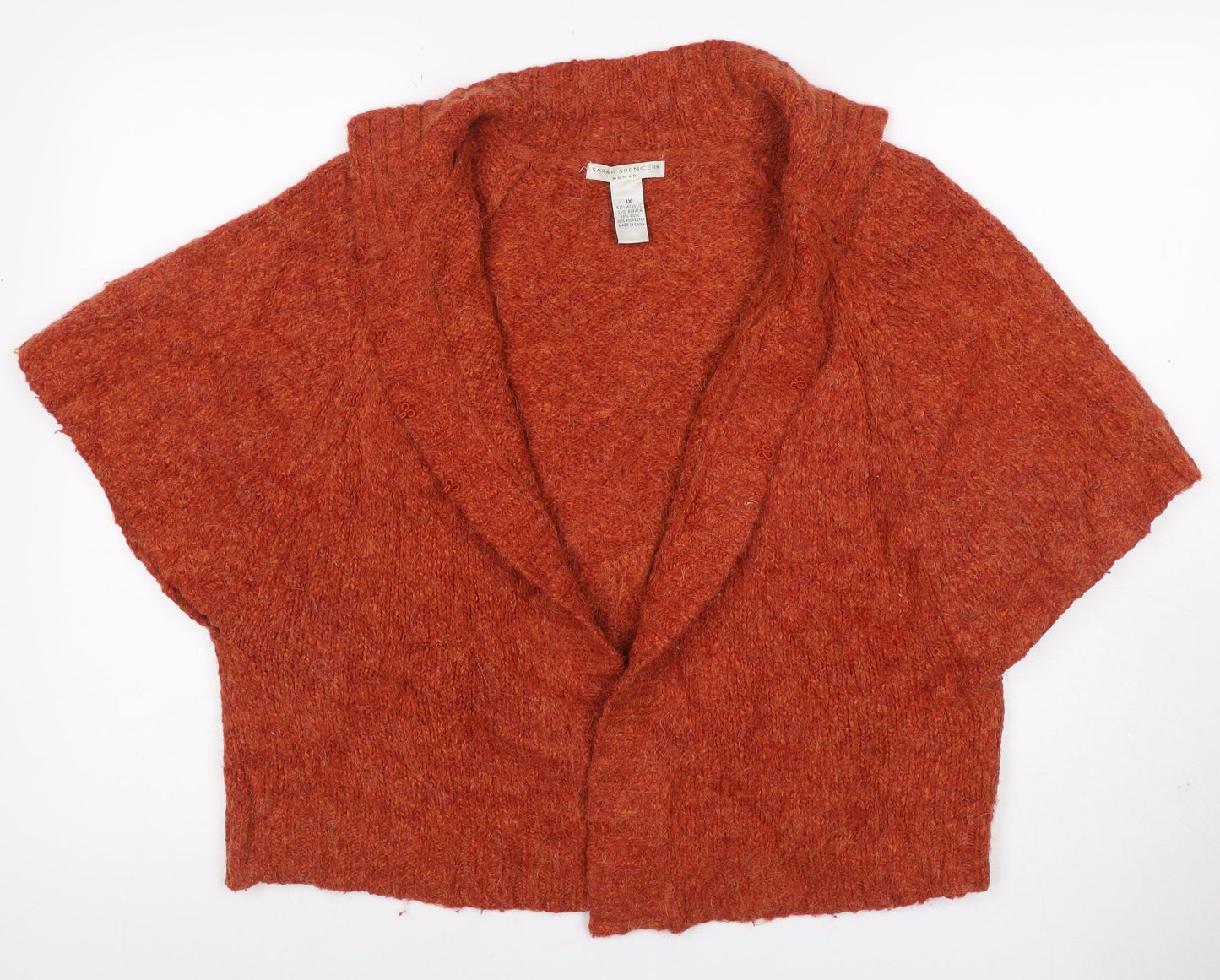 Sarah Spencer Women Orange Alpaca Wool Blend 18 Plus Cardigan