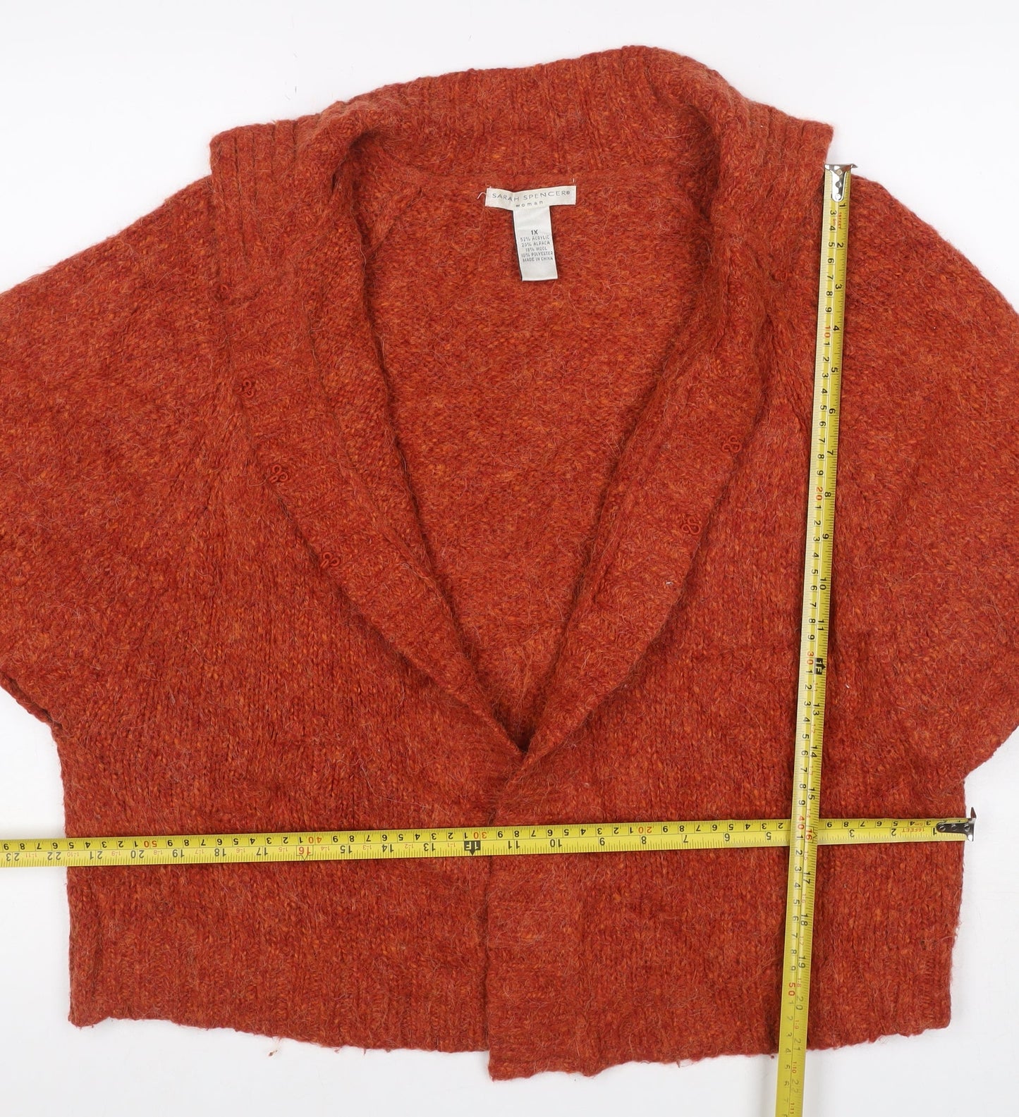 Sarah Spencer Women Orange Alpaca Wool Blend 18 Plus Cardigan