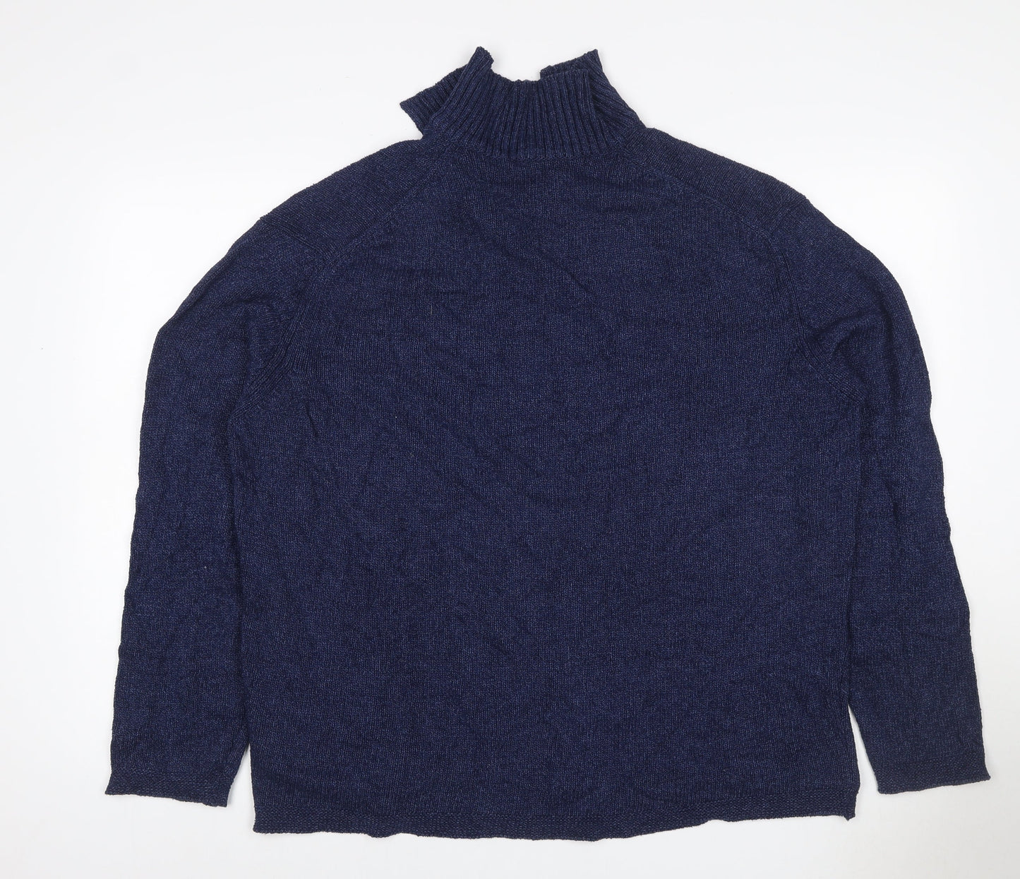 Jaeger Women Blue XL Cable-Knit Cowl Neck Silk Cotton Jumper
