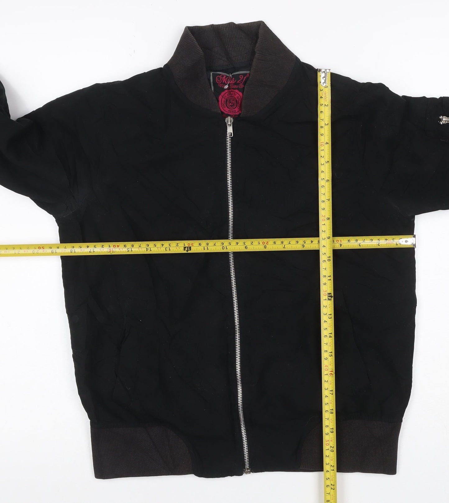 Miss 21 Women’s Black Size S Bomber Jacket Full Zip