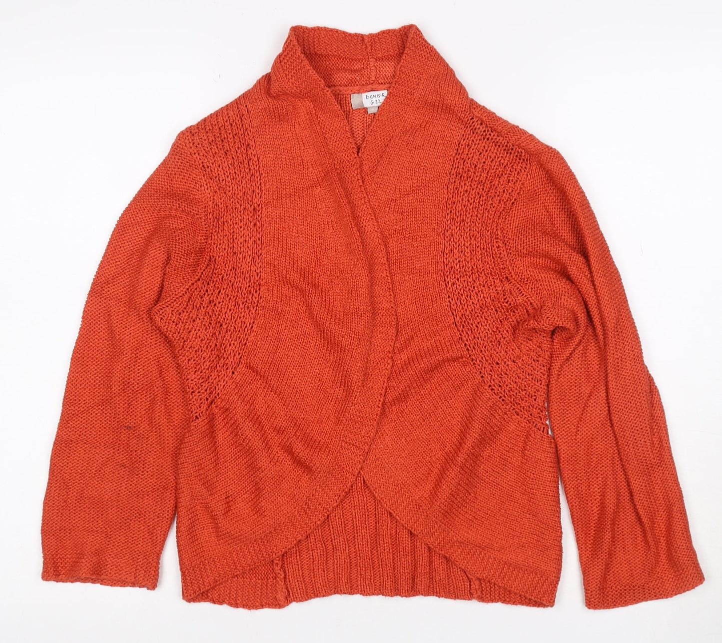 Denis-R G22 Women’s Orange Size 16 Wrap Cardigan Open Knit