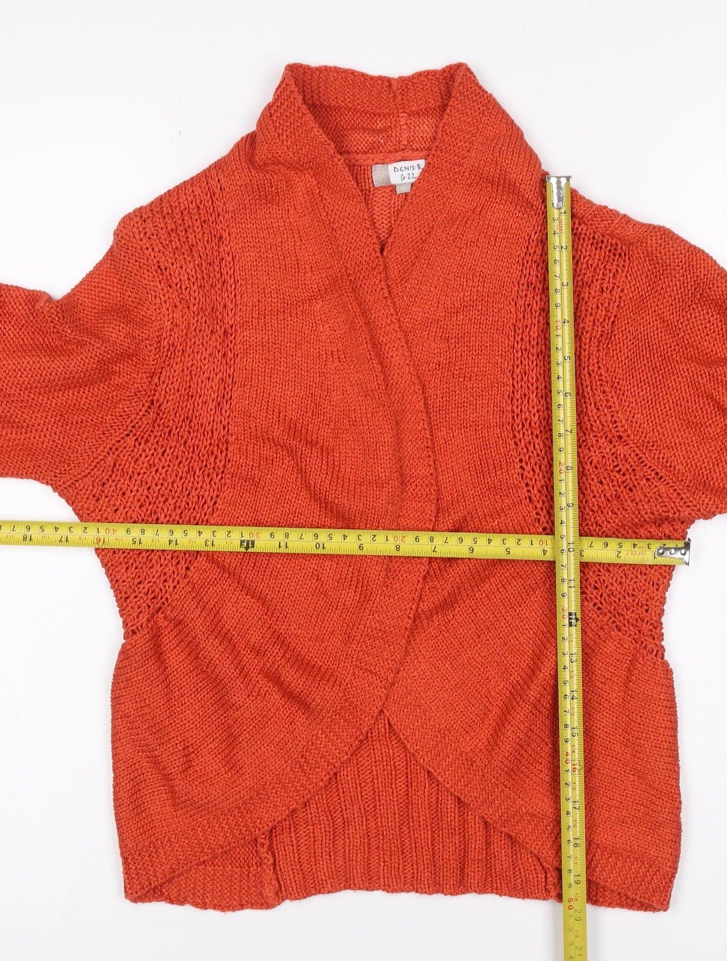 Denis-R G22 Women’s Orange Size 16 Wrap Cardigan Open Knit