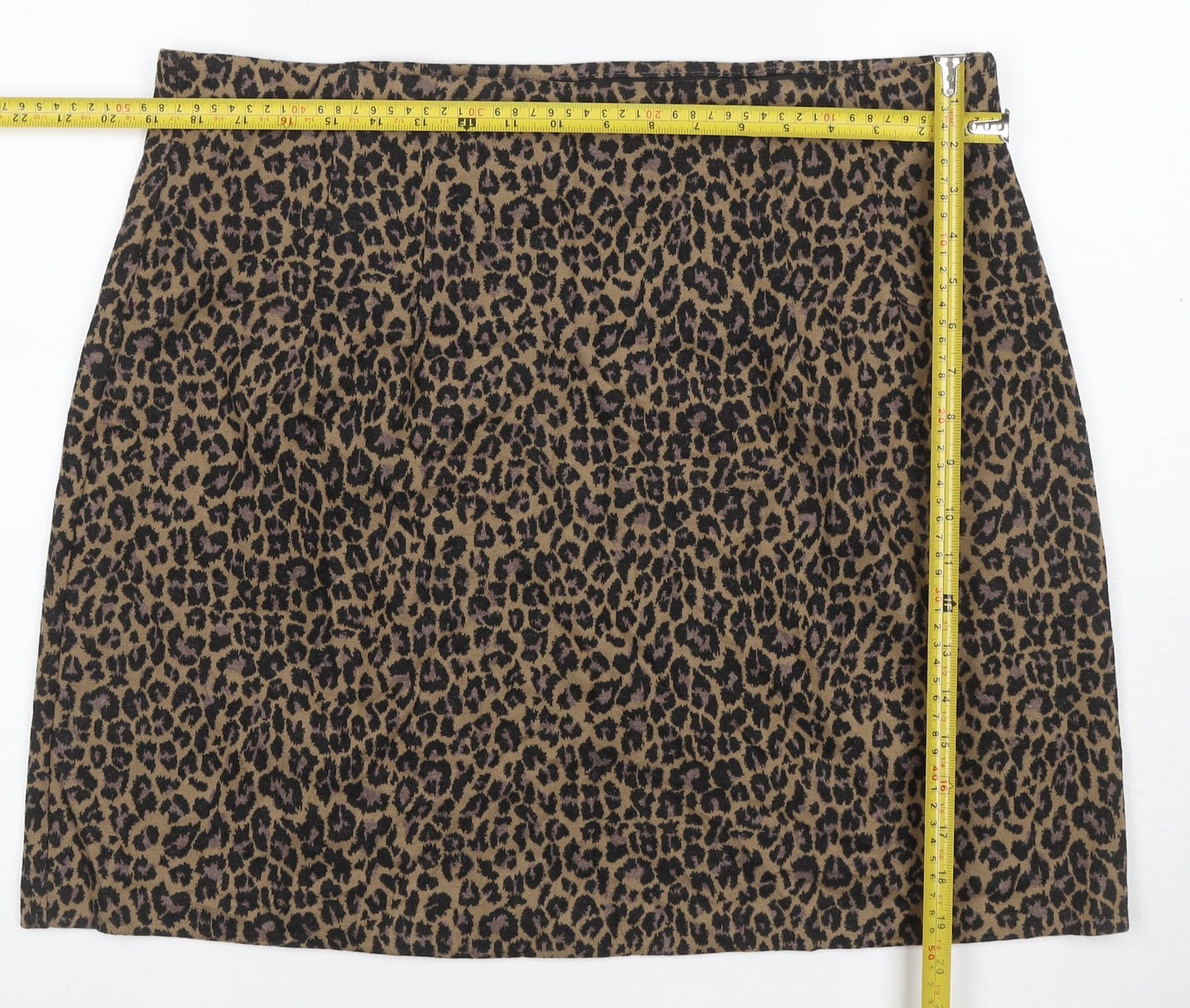 Marks and Spencer Women Brown Leopard Print UK 20 Pencil Mini Skirt Stretch