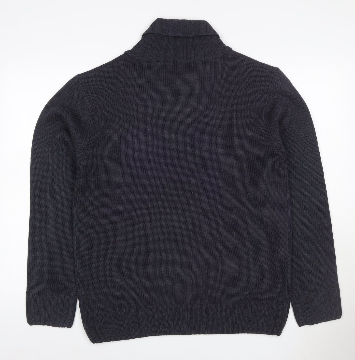 Jet Black Men's Black XL Shawl Collar Button Knit Pullover Jumper