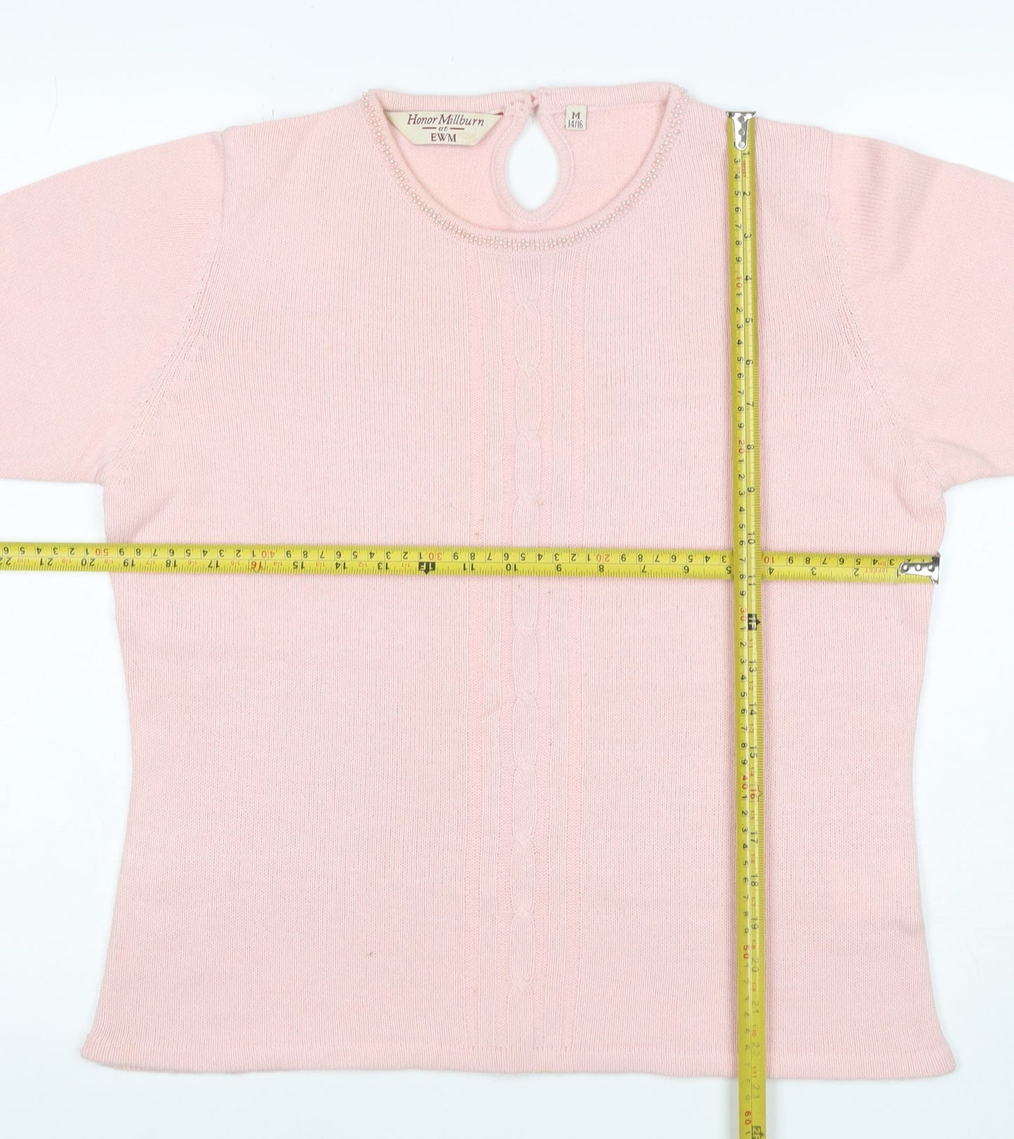 Honor Millburn at EWM Women’s Pink Size 14 Cable Knit Beaded Jumper