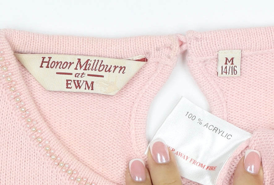 Honor Millburn at EWM Women’s Pink Size 14 Cable Knit Beaded Jumper
