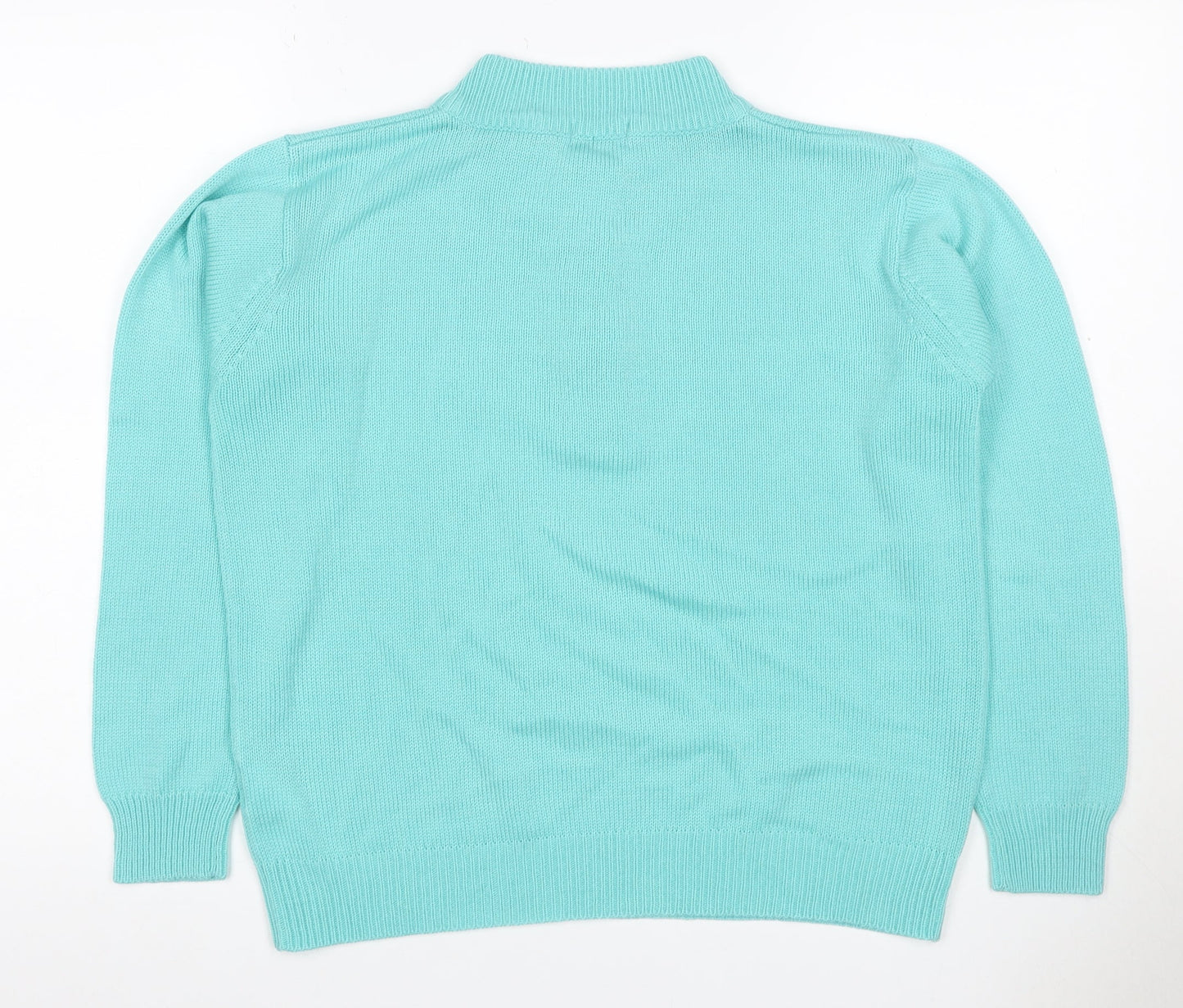 Damart Women Blue UK 14/16 Henley High Neck Acrylic Knit Jumper